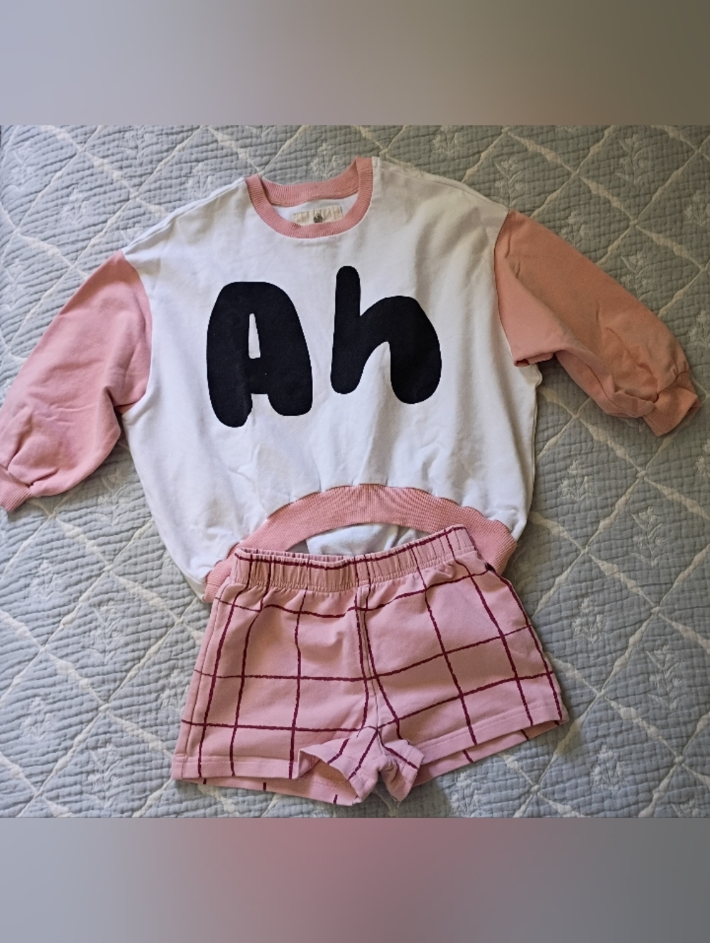 Little Alien Kids Organic Cotton "Ah dorable"Graphic Sweatshirt & Shirts Set 4Y